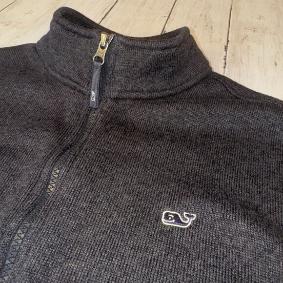 Vineyard Vines Fleece Vest Jacket Mens Size S Dark Grey Full Zip Zip Pockets - Picture 2 of 7